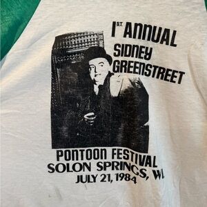 Vintage 1984 Graphic Baseball Tee - Sidney Greenstreet Pontoon Festival